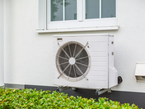A heat pump outside a Sterling home